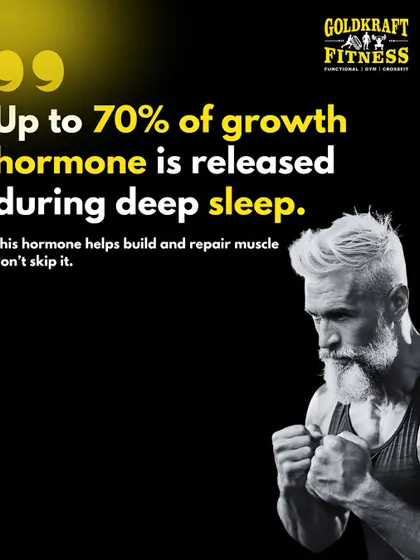Did you know that up to 70% of your growth hormone is released during deep sleep? This hormone is vital for building and repairing muscle, so don't skip your rest.