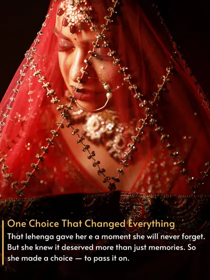 One Choice That Changed Everything. That lehenga gave her a moment she will never forget. But she knew it deserved more than just memories, so she made the choice to pass it on.