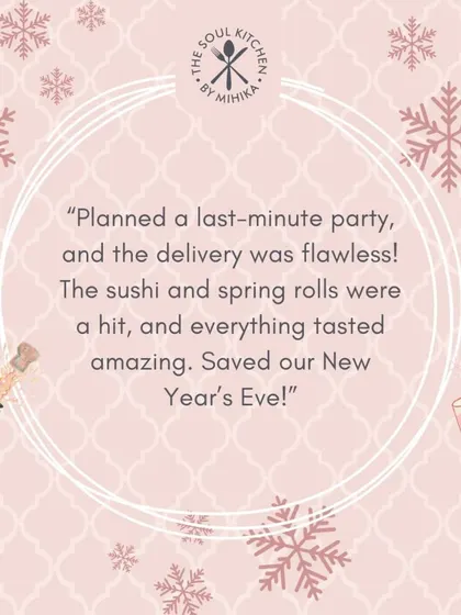 Another happy customer: "Planned a last-minute party, and the delivery was flawless! Saved our New Year's Eve!"