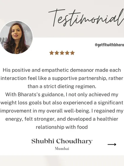 Shubhi describes our interaction as a supportive partnership, not a strict regimen. She regained her energy, felt stronger, and developed a healthier relationship with food.