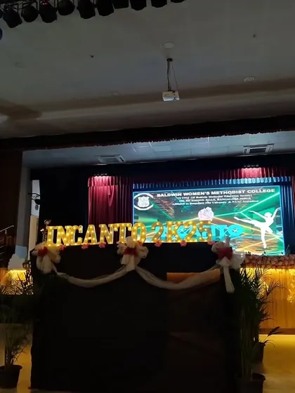 The stage setup for the 'INCANTO 2K25' group dance competition. We have extensive experience with stage events, both as performers and judges.