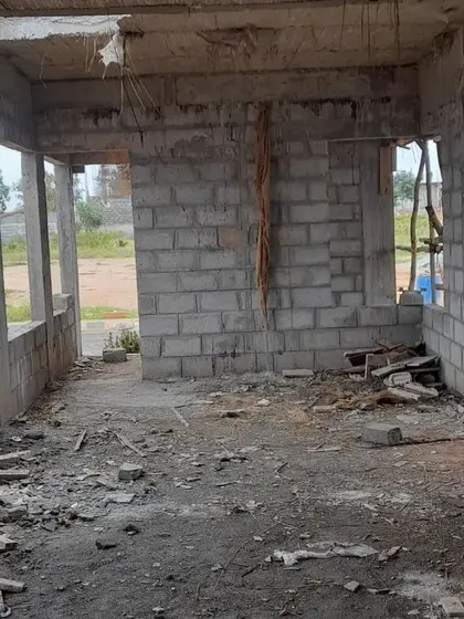 The raw, under-construction site of what will become a beautiful dining room. This image shows the starting point, a space of pure potential before the walls, floors, and finishes are added.