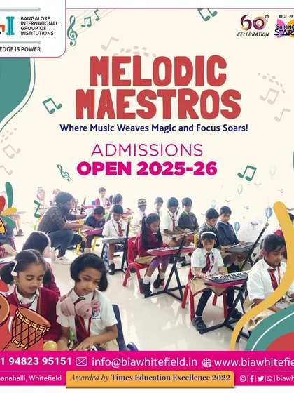 Melodic Maestros! Our music program helps weave magic and improve focus. We are now accepting admissions for the 2025-26 academic year.