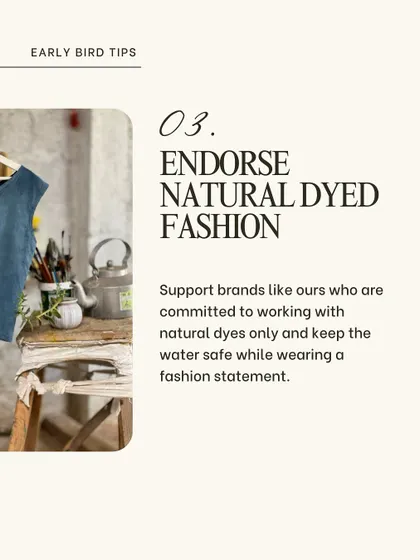 Supporting brands that are committed to natural dyes helps keep our water safe. This indigo top is a perfect example of how you can make a fashion statement while being environmentally conscious.