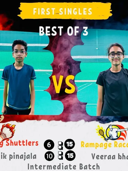 A first singles match from the intermediate batch team event. These matches are crucial for building confidence.