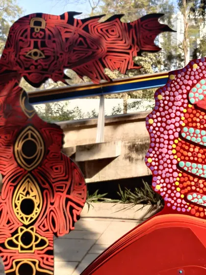 A close-up of a red sculpture, part of my exploration of the color red's power and meaning.
