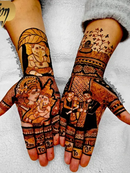 Mehndi is not just for weddings. I create special, personal designs for every big moment in your life, like this baby shower mehndi celebrating the mom and dad to be, with blessings from Lord Ganesha.