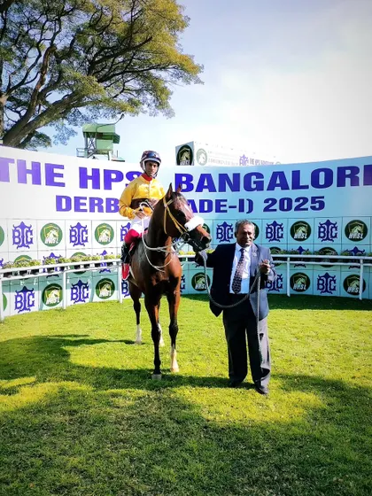 Roman Spirit, with jockey P. Trevor, after winning The Steward Gold Cup.