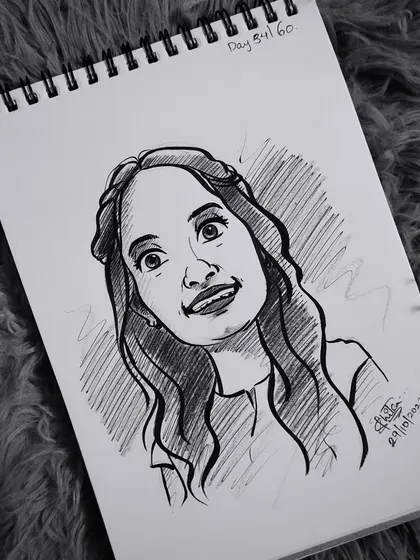 This caricature captures a look of happy surprise. These expressive drawings are what make caricatures such a fun art form.