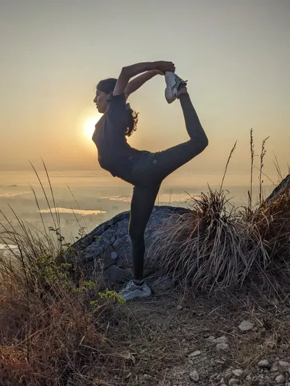 Another attempt at the sunrise dancer pose. Each try is a lesson in balance, focus, and embracing the process.