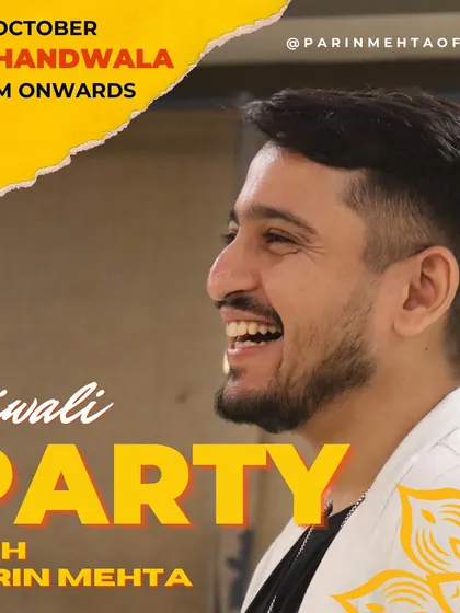 This poster captures the happy vibe of a Diwali party. I love interacting with the crowd and making sure everyone feels like part of the show.