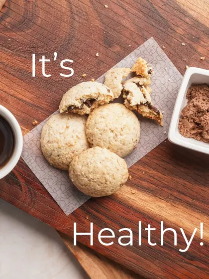 It's healthy! This image of my Lava Cookies broken open shows the delicious interior while reminding you that my treats are made with wholesome ingredients.