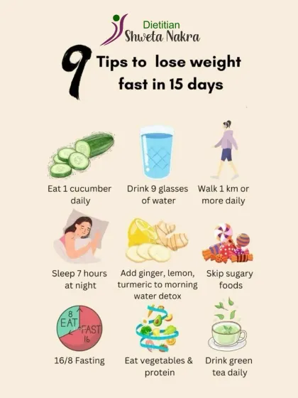 Here are 9 simple tips to help you lose weight in 15 days the smart way. This includes drinking enough water, getting 7 hours of sleep, and skipping sugary foods.