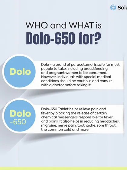We provide clear, factual information about over-the-counter medications. This graphic explains the intended use of Dolo and Dolo-650, helping consumers make informed decisions about their health.