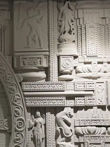 Another detail shot of the intricate carvings on the Hari Mandir mural.