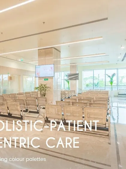 Holistic patient-centric care is about creating soothing environments. This bright and airy waiting area uses a neutral color palette and is filled with natural light to create a calm and stress-free atmosphere.