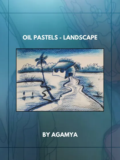 Another beautiful blue landscape, this time by Agamya using oil pastels to create rich texture.