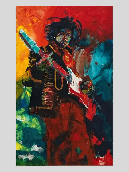 The Jimi Hendrix painting, presented as a clean, digital render. This shows the artwork itself without any background distractions.