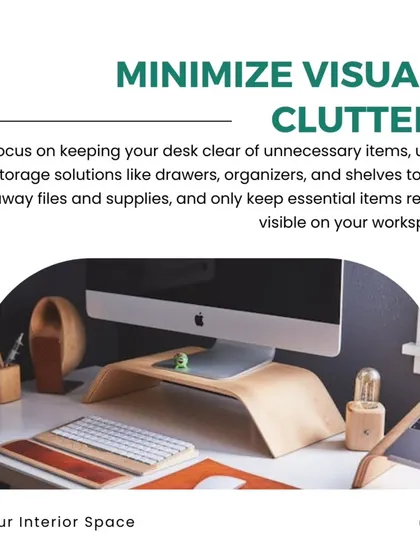 A tip for home office design: minimize visual clutter by using smart storage solutions like drawers and organizers to keep your workspace clean.
