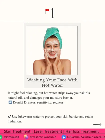 Washing your face with hot water is a common mistake that strips away natural oils and damages your moisture barrier. This can lead to dryness and sensitivity, making your skin more vulnerable to irritation.