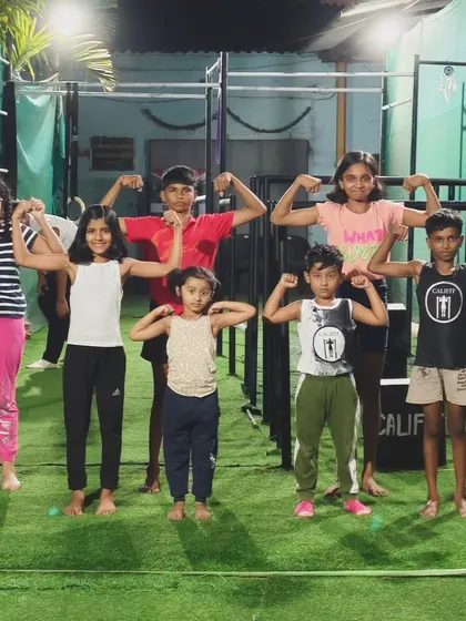 The next generation of the CaliGang flexing their muscles. We are building strong, confident kids from the ground up.