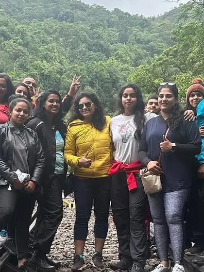 A group photo from our Sakleshpura trip. The smiles and thumbs-up say it all.