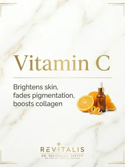 Vitamin C is a powerhouse for the skin. It brightens the complexion, helps fade pigmentation, and is essential for boosting collagen production to keep skin firm.