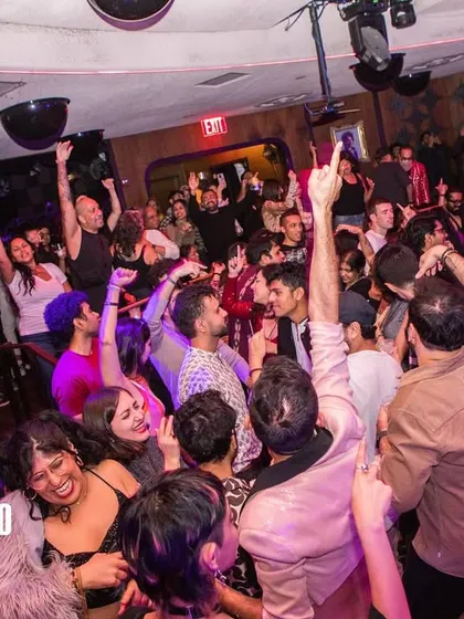 A wide shot of the packed dance floor at The Sultan Room for our "Choose Ur Fam" edition. The energy was electric, with everyone dancing and celebrating together.
