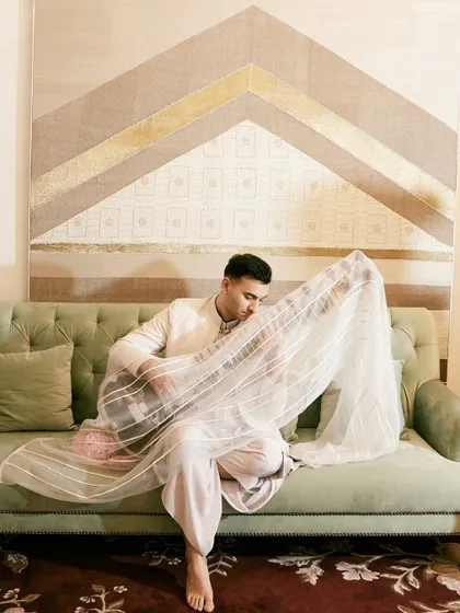 Another artistic shot with a sheer veil, creating a dreamy and ethereal mood.