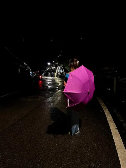 A walk in the rain with my pink umbrella. Sometimes the simplest moments make the best memories and the most atmospheric photos.