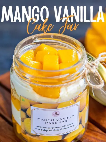 Paradise in a jar. Our Mango Vanilla Cake Jar layers moist vanilla cake, creamy frosting, and chunks of sweet mango for a convenient and delicious dessert experience.