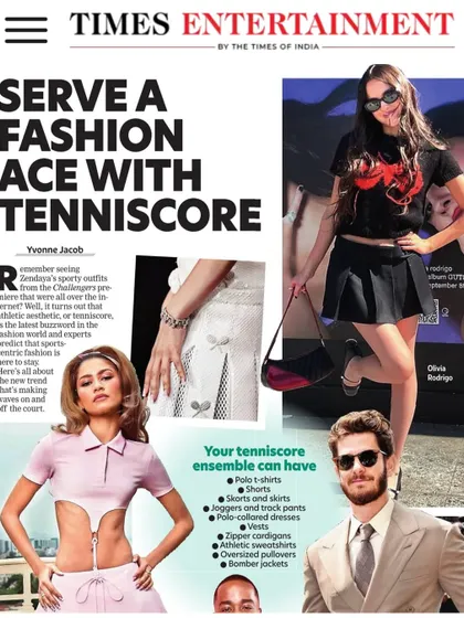 A full view of the Times of India Entertainment feature on the tenniscore trend, where I contributed as a style expert.