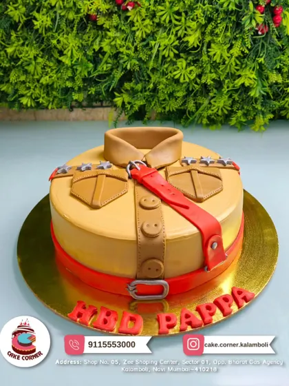 A police uniform cake for "Pappa's" birthday. The detailed fondant uniform is a great way to celebrate a police officer's special day.