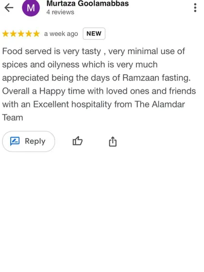 This review appreciates our tasty food with minimal use of spices and oil, which is perfect for Ramadan fasting.