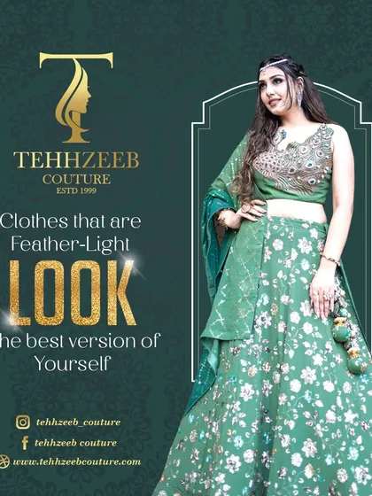 Feel feather-light and look your best in this green floral lehenga set. The peacock-inspired embroidery on the blouse adds a beautiful, unique touch.
