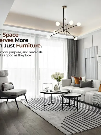 Your space deserves more than just furniture. It needs flow, purpose, and materials that feel as good as they look. This living room is a testament to our holistic design approach.
