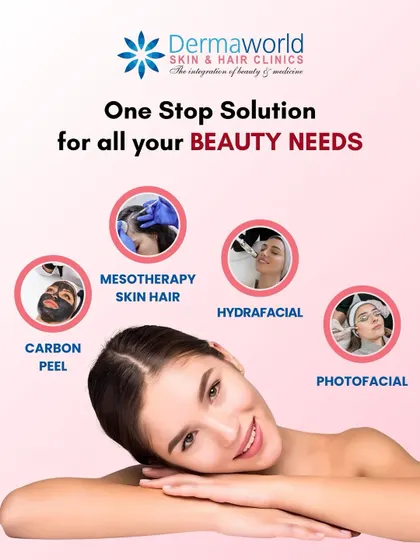 I offer a comprehensive range of advanced facial treatments to address all your beauty needs under one roof. This graphic gives a snapshot of some of my most effective services, including the Carbon Peel for pores, Hydrafacial for glow, Photofacial for sun damage, and Mesotherapy for rejuvenation.
