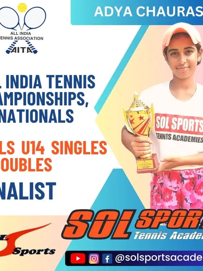 An incredible performance from Adya Chaurasia, reaching the finals in both Singles and Doubles at the U14 CS 7 AITA Nationals Tennis Tournament.