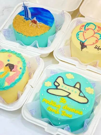 Life is an adventure, and these bento cakes are here to celebrate it. I created these custom designs for a mom-to-be, a travel dream, and other big life moments.