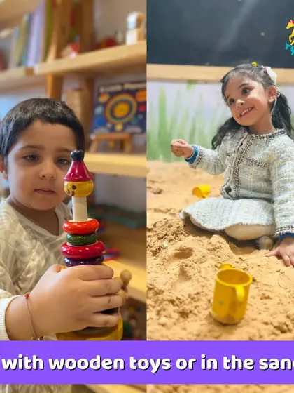 Our parent-toddler sessions often involve our wooden toys and sandpit. It's a safe and stimulating environment for the little ones to explore.