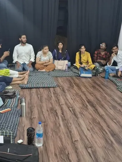 A wide view of a 'Be A Jagrik' session, showing a community of young people engaged in learning and discussion. We are proud to be part of a network of 40 organizations facilitating these sessions.