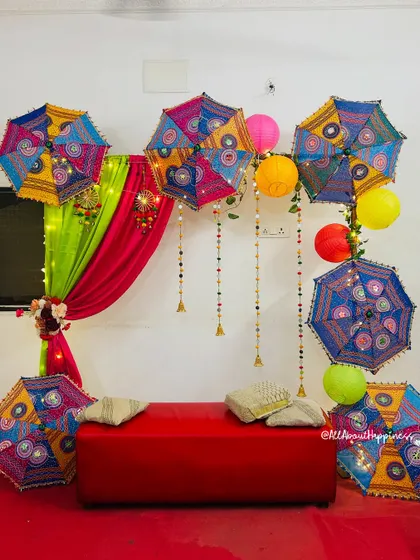 We bring vibrant traditions to life with our Mehendi and Haldi decor. This setup features colorful Rajasthani umbrellas, bright drapes, and festive lighting to create a joyful and picture-perfect setting for pre-wedding functions.