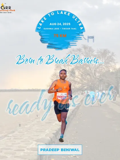 One of our elite runners, Pradeep Beniwal, ready to break barriers at the Lake to Lake Ultra. This is what a champion mindset looks like.