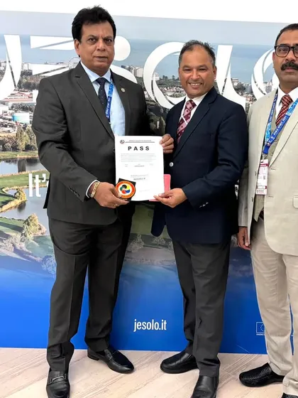 Another successful candidate receiving his WKF Judge A license upgrade certificate. This is a significant achievement for any karate official.