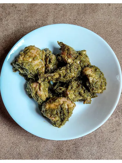 My signature Chilli Chicken is made with a vibrant green masala. It's a spicy and tangy preparation that is very different from the Indo-Chinese version.