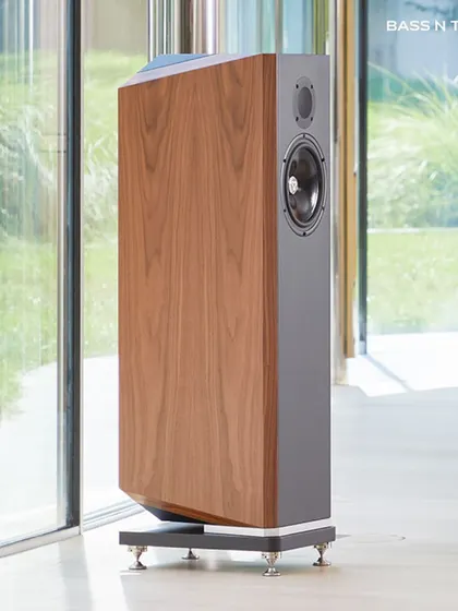 The Kudos Titan 707 is a floor-standing speaker that delivers a remarkably open and natural sound. Its elegant design, shown here in a beautiful wood veneer, makes it a stunning addition to any high-end listening room.