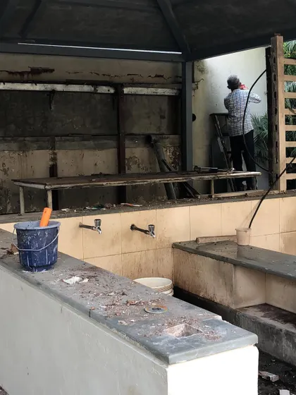 Another on-site process shot. It can look messy, but this is the crucial phase where old structures are removed to make way for the new design.