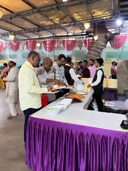 Guests enjoying the food at the wedding in Vikhroli. Seeing happy guests is the best reward for my work.