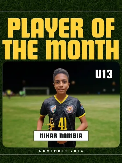 Nihar Nambiar, our U13 Goalkeeper of the Month for November 2024.
