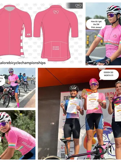 The many stages of winning. Our member TimTim fought hard to win the special pink Spokes Women Epic jersey at the Nandi race, and we couldn't be prouder.